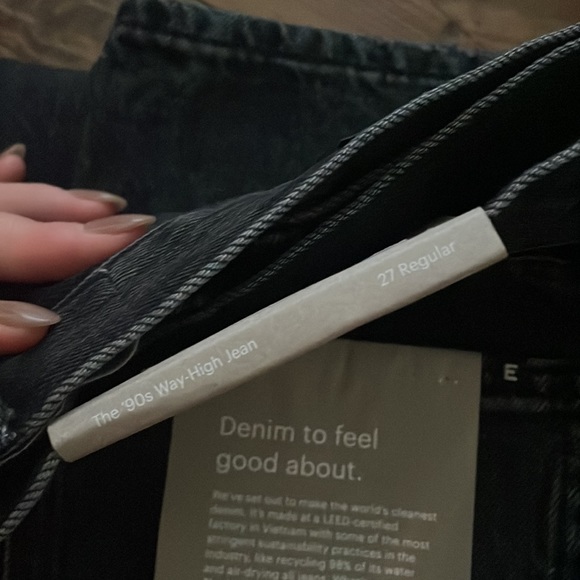NWT EVERLANE Way High Denim Jeans in worn in black size 27 regular - Picture 10 of 11
